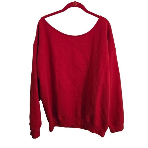 Red Oversized Off Shoulder Sugar Skull Day Of The Dead Sweatshirt Spider 2X - Picture 3 of 5